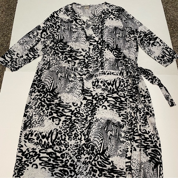 Peter Nygard Animal Print Wrap 3/4 Sleeve Dress Sz 1X - Picture 6 of 7